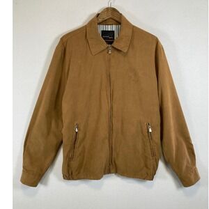Western Studio Bill Blass Mens Large Tan Faux Suede Harrington Jacket Vintage L
